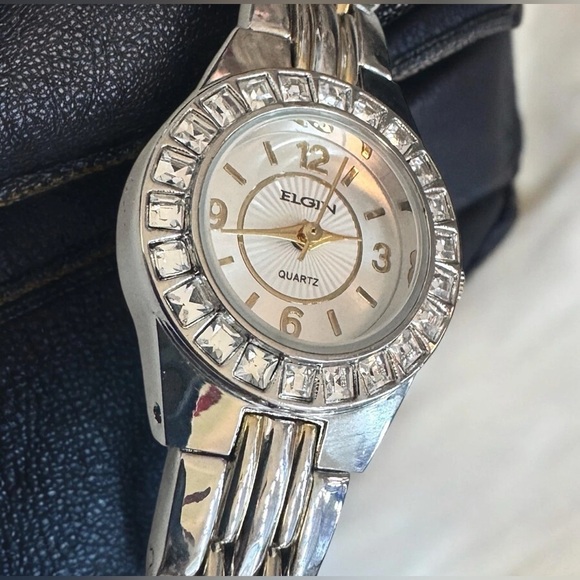 ELGIN Rhinestone Quartz Analog Watch (7.75”)